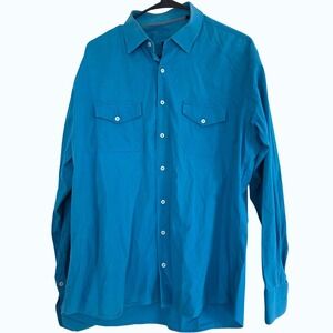 Elite Collection Men's Turquoise Long Sleeve Button Down Shirt XL Made in Italy